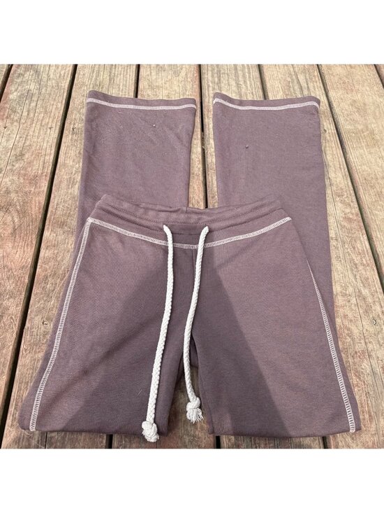 Edited Pants - Edited Mauve Drawstring Sweatpants With White Stitching Size Small